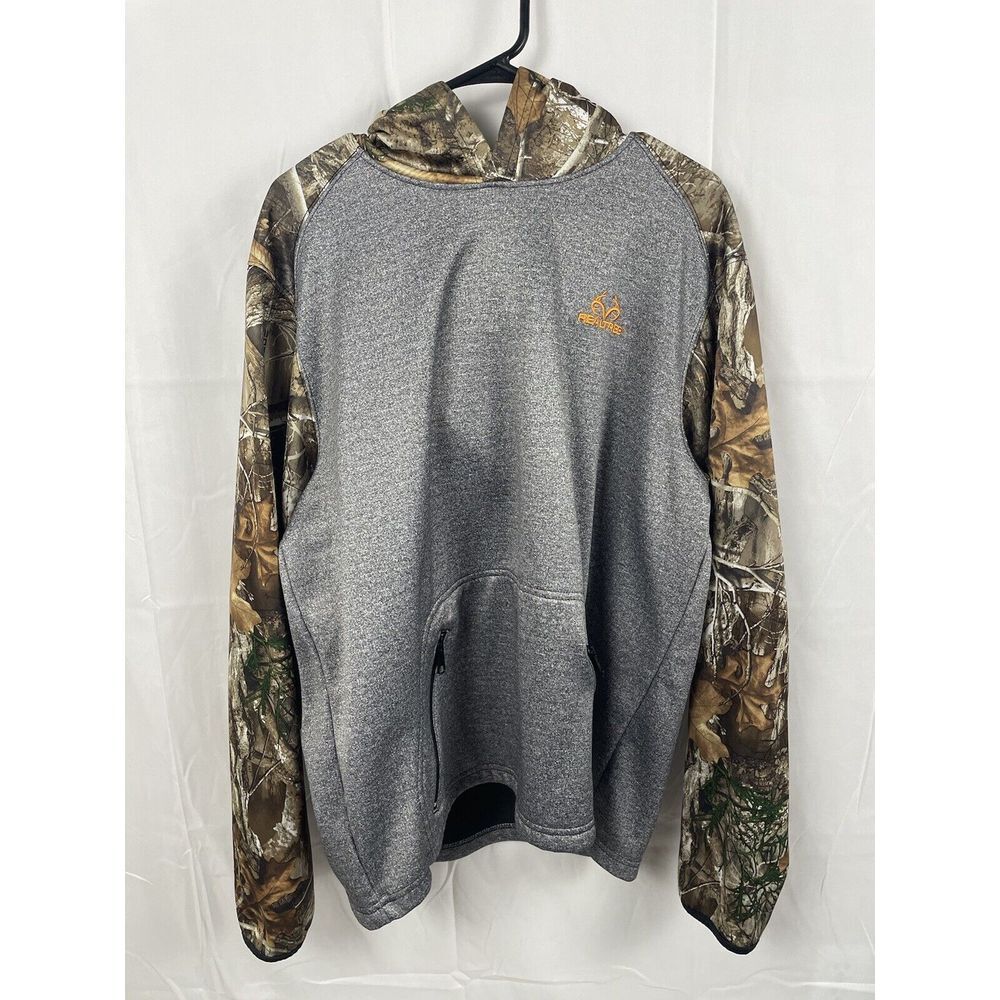 Realtree Hoodie Mens Large Grey Camo Zipper Pockets‎ Hunting